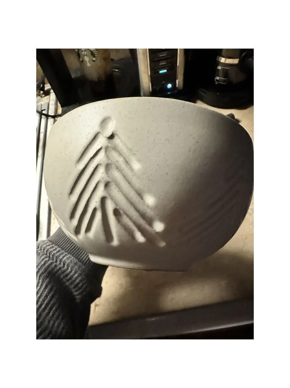 Crate & Barrel White Trees Stoneware Food Mixing Bowl Snowflakes Pine Trees